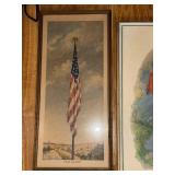 Pair of Framed Art Prints: Old Glory Flag & Jesus with Children