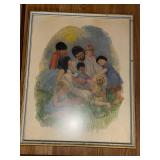 Pair of Framed Art Prints: Old Glory Flag & Jesus with Children