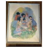 Pair of Framed Art Prints: Old Glory Flag & Jesus with Children