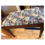 Vintage Upholstered Piano Bench with Floral Tapestry