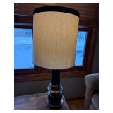 Vintage Brass Table Lamp with Drum Shade, 37 Inches Tall