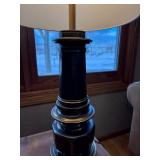 Vintage Brass Table Lamp with Drum Shade, 37 Inches Tall