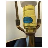 Vintage Brass Table Lamp with Drum Shade, 37 Inches Tall