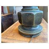 Vintage Brass Table Lamp with Drum Shade, 37 Inches Tall