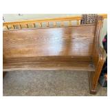 Antique Solid Wood Church Pew Bench, 72 Inch