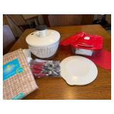 Kitchen Collection with OXO Salad Spinner, Tablecloth, Cutlery Set, and Storage Containers
