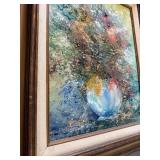 Original Framed Oil Painting by Georgios - Floral Still Life in Vase