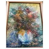 Original Framed Oil Painting by Georgios - Floral Still Life in Vase