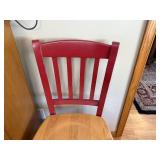 Red and Natural Wood Slat Back Dining Chair