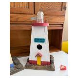 Pair of Handcrafted Lighthouse Birdhouses Lost Bay and Windy Rock