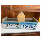 Handcrafted Wooden Tote with Minnesota License Plate Panels