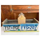 Handcrafted Wooden Tote with Minnesota License Plate Panels