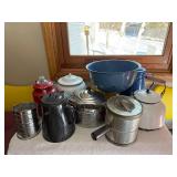 Collection of Vintage Enamelware and Metal Kitchenware