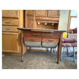 Antique Oak Hoosier Cabinet with Porcelain Top and Flour Bin