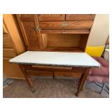 Antique Oak Hoosier Cabinet with Porcelain Top and Flour Bin