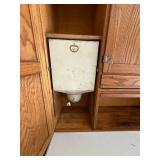 Antique Oak Hoosier Cabinet with Porcelain Top and Flour Bin