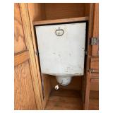 Antique Oak Hoosier Cabinet with Porcelain Top and Flour Bin