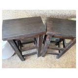 Pair of Wooden Bar Stools with Dark Finish, 29 Inch Height