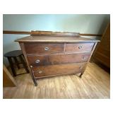 Antique Wooden Dresser with 4 Drawers and Brass Pulls