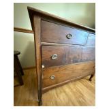 Antique Wooden Dresser with 4 Drawers and Brass Pulls