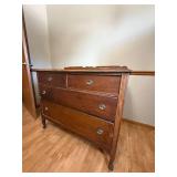 Antique Wooden Dresser with 4 Drawers and Brass Pulls