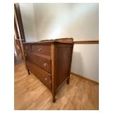 Antique Wooden Dresser with 4 Drawers and Brass Pulls