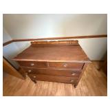 Antique Wooden Dresser with 4 Drawers and Brass Pulls
