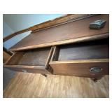 Antique Wooden Dresser with 4 Drawers and Brass Pulls