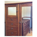 Vintage Wooden Wardrobe Armoire with Mirror and Drawers, 63x43x20 in