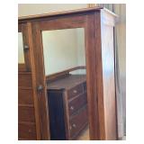 Vintage Wooden Wardrobe Armoire with Mirror and Drawers, 63x43x20 in