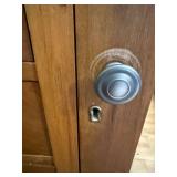 Vintage Wooden Wardrobe Armoire with Mirror and Drawers, 63x43x20 in