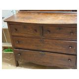 Antique Wooden Dresser with Ornate Mirror and Four Drawers