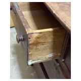 Antique Wooden Dresser with Ornate Mirror and Four Drawers