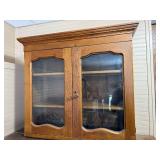 Vintage Oak Display Cabinet with Glass Doors