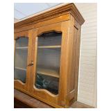 Vintage Oak Display Cabinet with Glass Doors