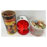 Vintage Toys Lot: Lincoln Logs, Barrel of Monkeys, Wooden Alphabet Blocks