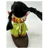 Set of 3 Vintage Forsum Hawaiian Dolls with Hula Outfits and Surfboard