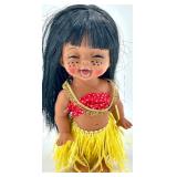 Set of 3 Vintage Forsum Hawaiian Dolls with Hula Outfits and Surfboard