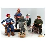 Set of 5 Nautical Fisherman and Sailor Figurines with Accessories