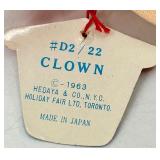 Vintage Holiday Fair 1963 Clown Doll and Felt Tribal Figure Doll