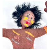 Vintage Holiday Fair 1963 Clown Doll and Felt Tribal Figure Doll