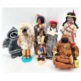 Collection of 7 Native American, Inuit Dolls and Figurines
