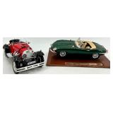 Lot of 2 Diecast Cars: Mercedes-Benz SSK Model and Jaguar E-Type Convertible Model