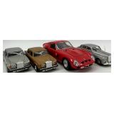 Set of 4 Diecast Model Cars Including Ferrari and Rolls-Royce