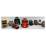 Collection of 9 Vintage Die-Cast Toy Vehicles Including Tonka, Coca-Cola, and John Deere