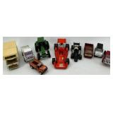 Collection of 9 Vintage Die-Cast Toy Vehicles Including Tonka, Coca-Cola, and John Deere