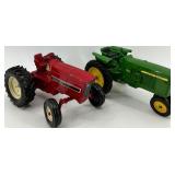 Set of 2 Die-Cast Toy Tractors - International and John Deere 3010