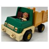 Vintage Fisher-Price Dump Truck, Clear Helicopter, and John Deere Toy Tractor Lot