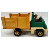 Vintage Fisher-Price Dump Truck, Clear Helicopter, and John Deere Toy Tractor Lot