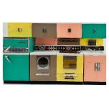 Vintage Deluxe Toy Kitchen Appliance Playset with Refrigerator and Washer